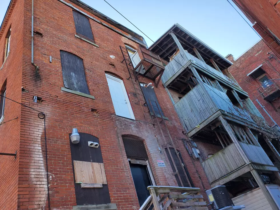 The second floor fire escape at 265 Main Street was missing on December 19, 2019. Photo: Bob Joseph/WNBF News