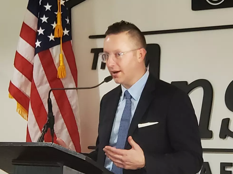 Matthew Paulus speaking at the Ansco Lofts complex on January 15, 2020. (Photo: Bob Joseph/WNBF News)