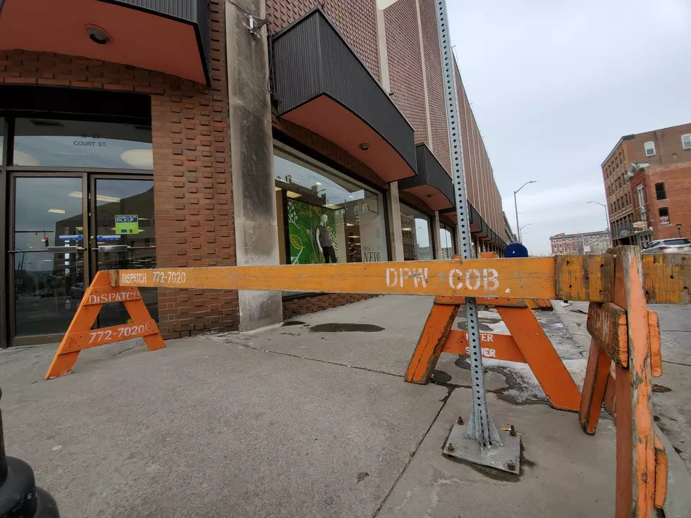 A sidewalk on the east side of the Boscov's store remained closed on January 23, 2020. (Photo: Bob Joseph/WNBF News)