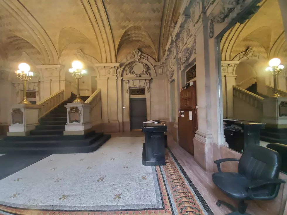 The lights were on but there was no activity inside the old Binghamton City Hall on March 3, 2020. (Photo: Bob Joseph/WNBF News)