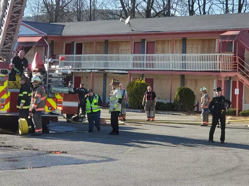 Firefighters at the former Red Carpet Inn on April 20, 2020. Photo: Bob Joseph/WNBF News