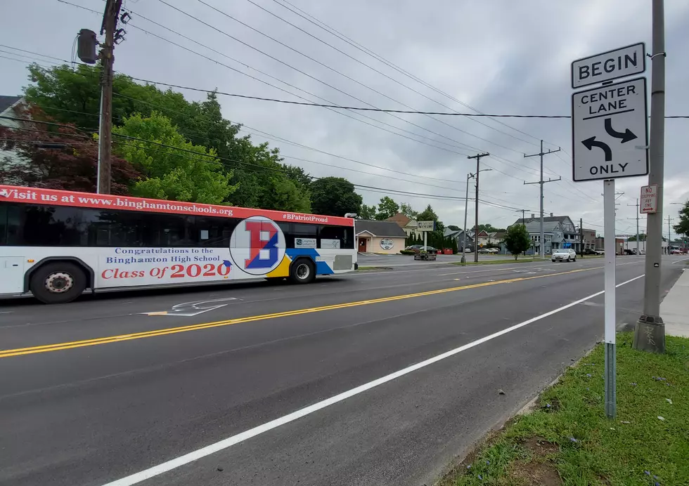 A center lane now is designated for drivers making left turns on East Main Street. (Photo: Bob Joseph/WNBF News)