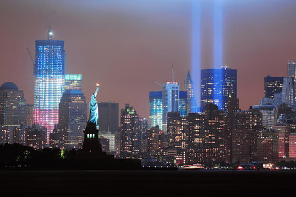 Flags at Broome United Way Honor 9/11 Victims