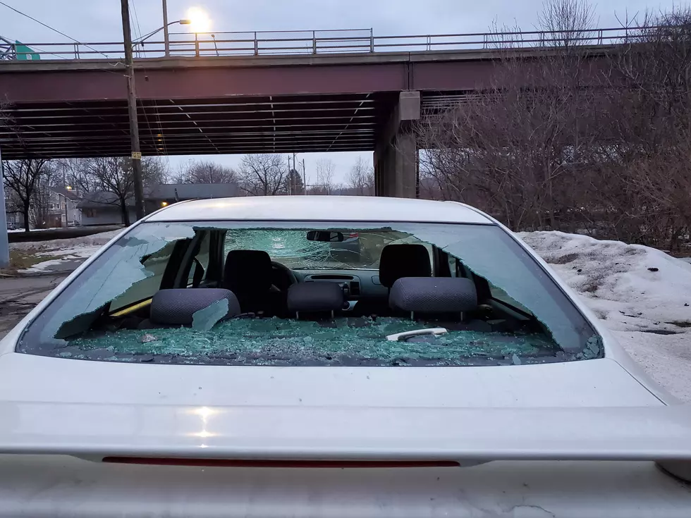 Concrete Strikes Car Under Route 201 Bridge