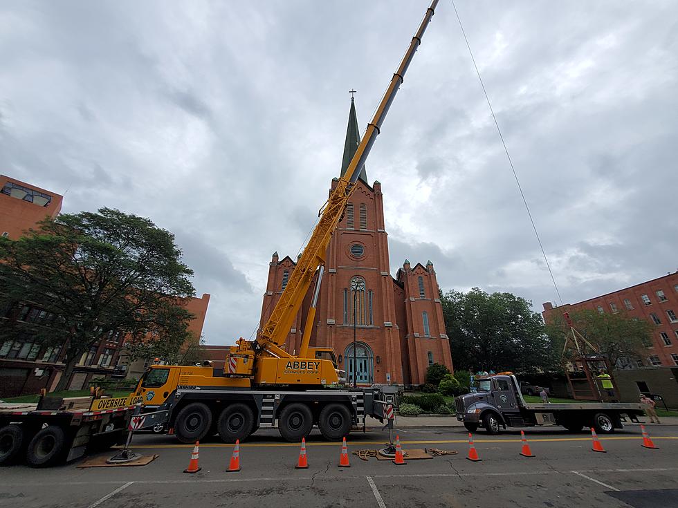 Workers Go to the Top to Provide TLC to Binghamton Church Steeple