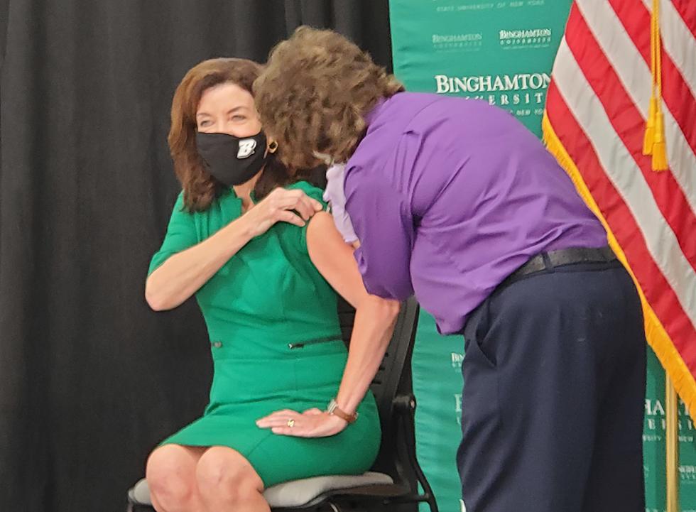 Hochul Cuts Ribbon, Gets Booster Shot at B.U. Nursing College