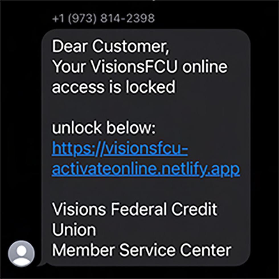 Visions Federal Credit Union Warns of Text Scam