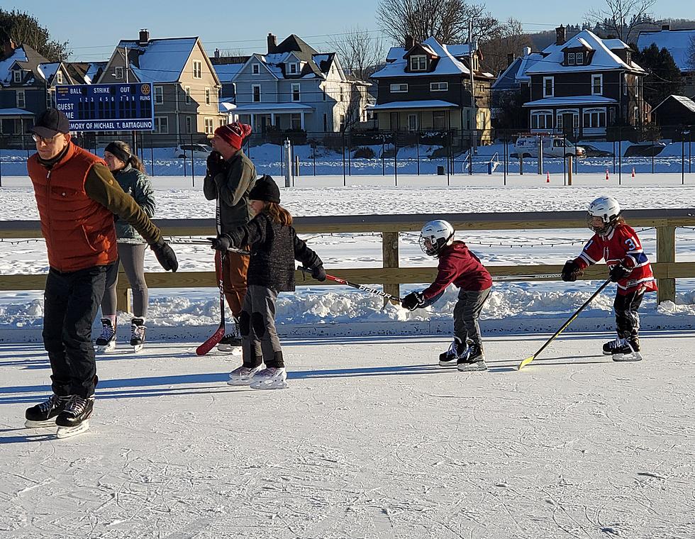 Binghamton Families, Hockey Players Skating at Rec Park Ice Rink