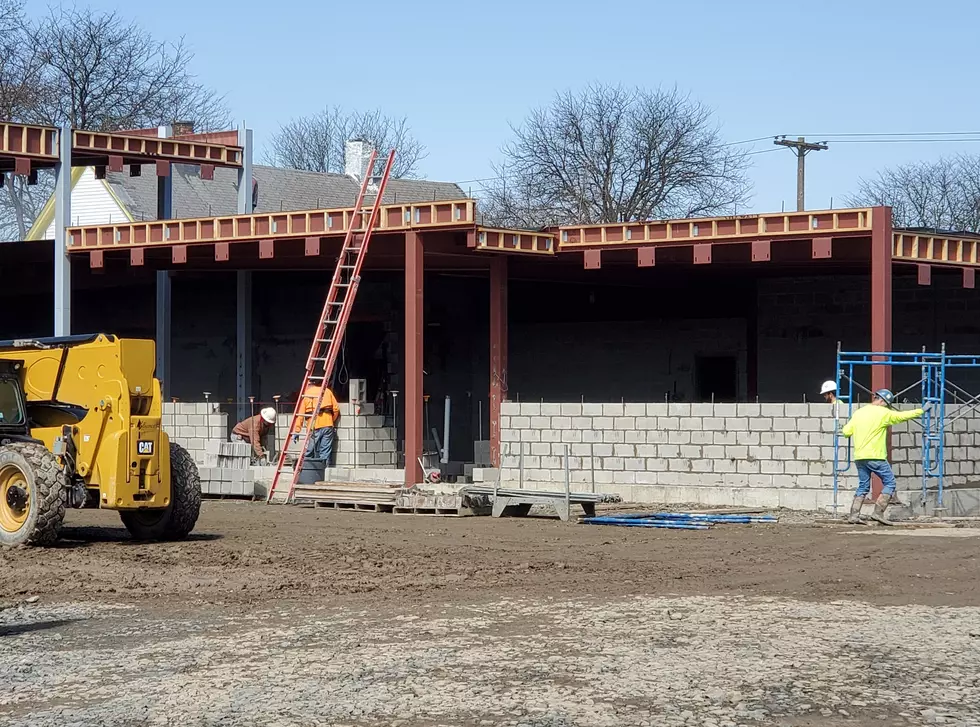 Work underway at the Binghamton fire headquarters construction site on April 5, 2022. Photo: Bob Joseph/WNBF News