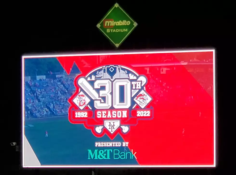 A sign at Mirabito Stadium at the Binghamton Rumble Ponies home opener on April 12, 2022. Photo: Bob Joseph/WNBF News