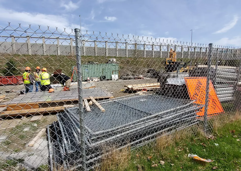 Workers from Slate Hill Constructors near an I-81 bridge repair project on April 18, 2022 Photo: Bob Joseph/WNBF News