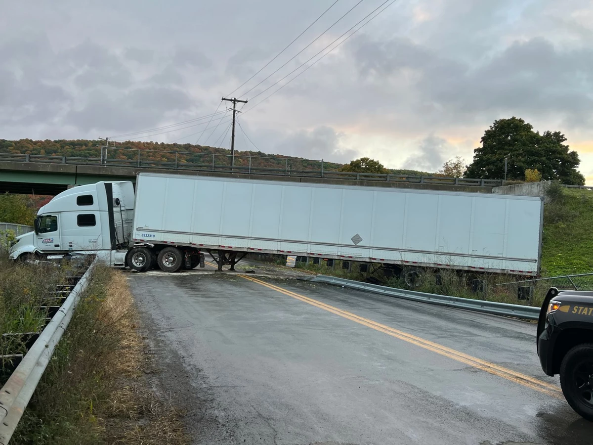 Tractor Trailer Careens off I81 Next to Scenic Lake
