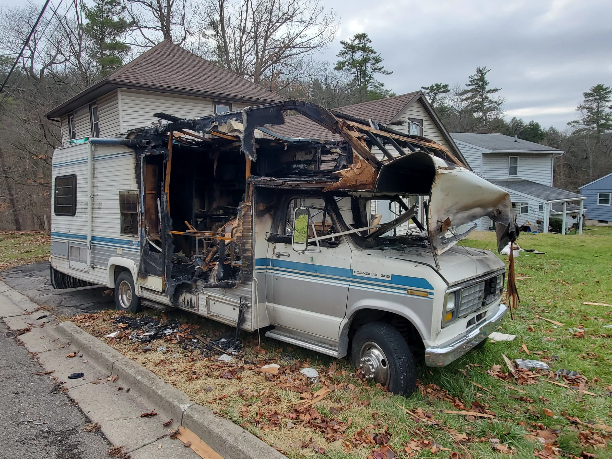 Residents Near Ross Park Want Burnt-Out RV Eyesore Hauled Away pic