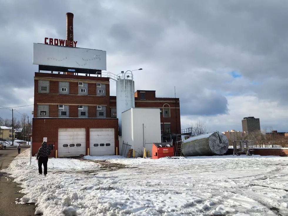 A man walked along a snowy, icy sidewalk on Conklin Avenue on December 19, 2022. (Photo: Bob Joseph/WNBF News)