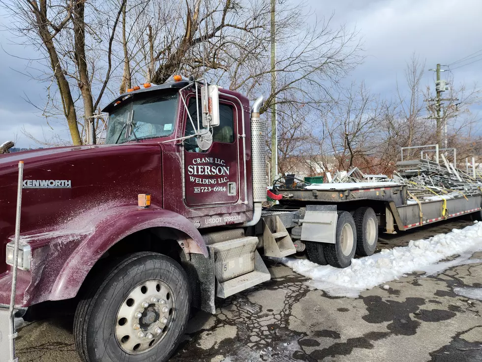 A truck loaded with material removed from the Mountain Fresh dairy building on December 19, 2022. (Photo: Bob Joseph/WNBF News)