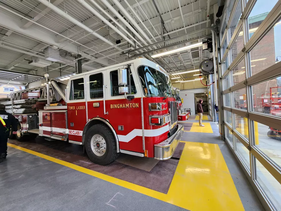 A firetruck parked in a bay at the new headquarters building on January 18, 2023. (Photo: Bob Joseph/WNBF News)