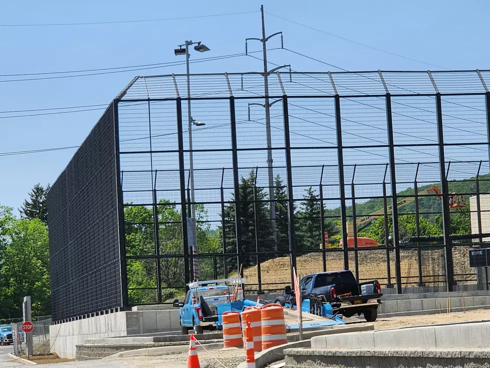 An enclosed area is being built outside the soon-to-open House of Sport in Johnson City. (Photo: Bob Joseph/WNBF News)