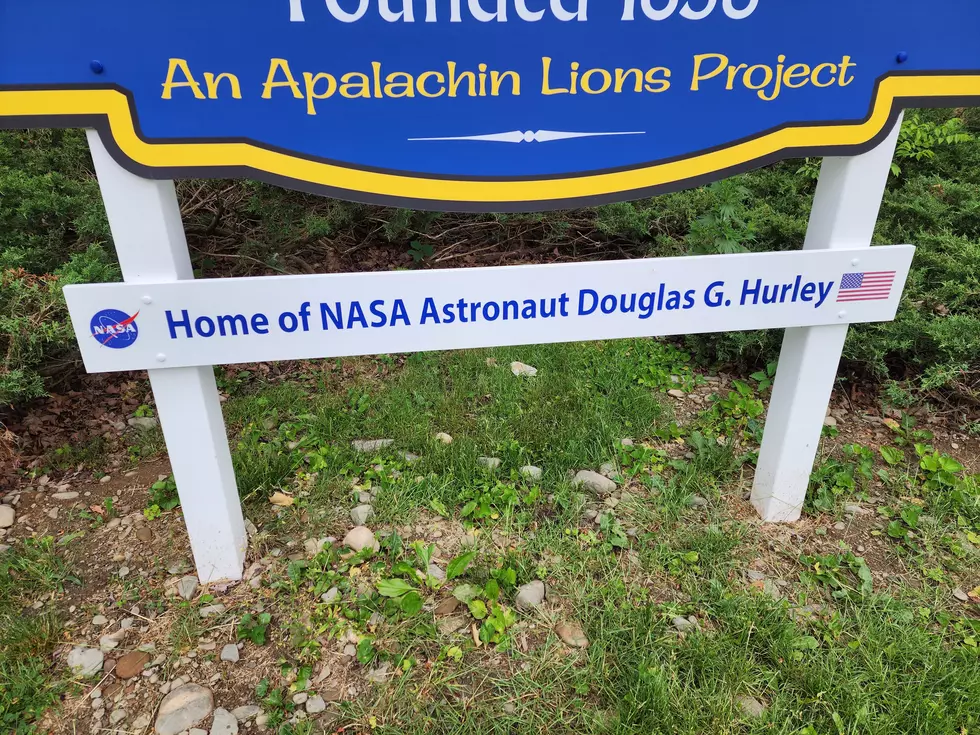 Douglas Hurley's name is back on a welcome sign in his childhood hometown of Apalachin. (Photo: Bob Joseph/WNBF News)