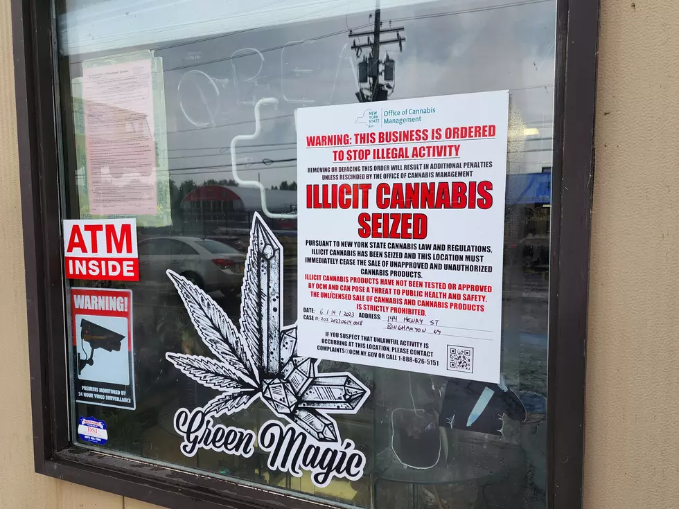 The enforcement warning sign posted at the Green Magic shop at 144 Henry Street. (Photo: Bob Joseph/WNBF News)