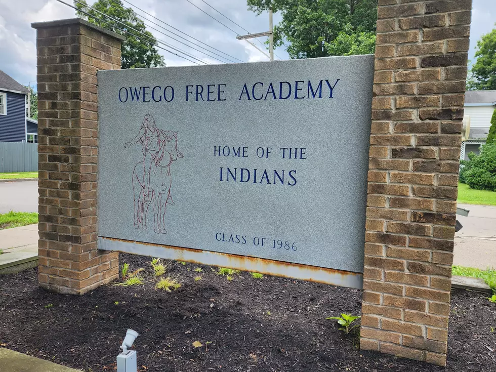 A sign at the entrance to Owego Free Academy on August 13, 2023. (Photo: Bob Joseph/WNBF News)