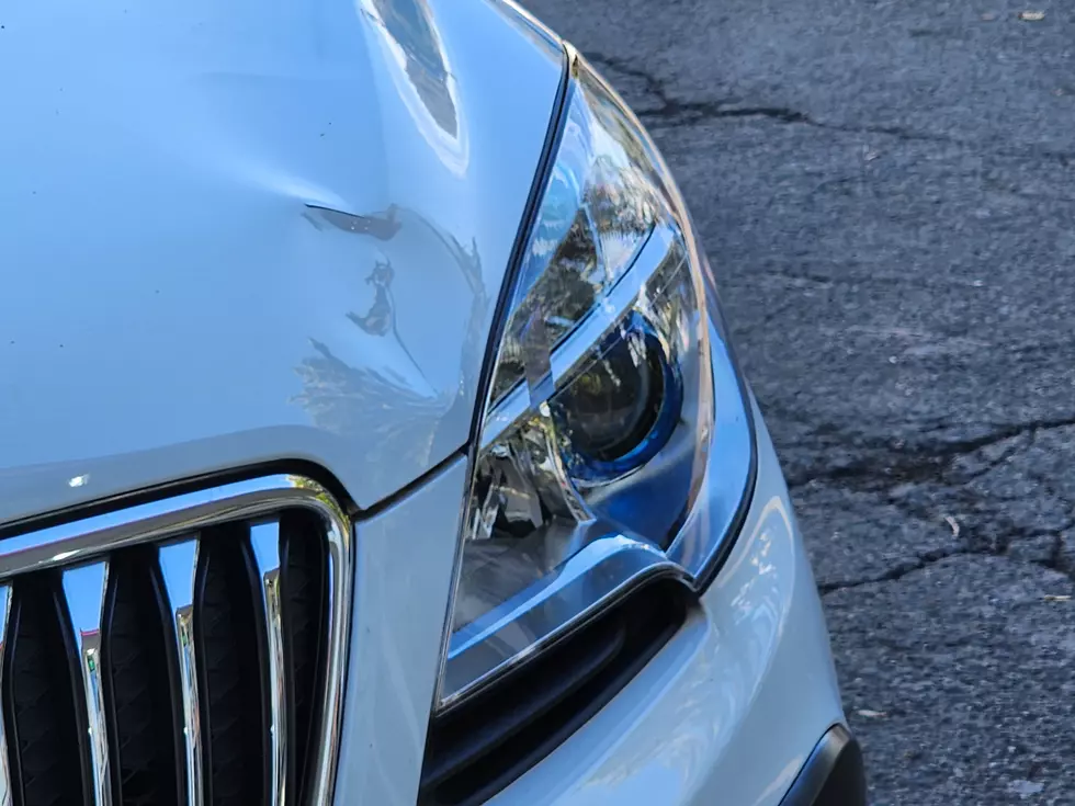 An SUV sustained minor damage after striking a jogger in Binghamton on October 9, 2023. Photo: Bob Joseph/WNBF News