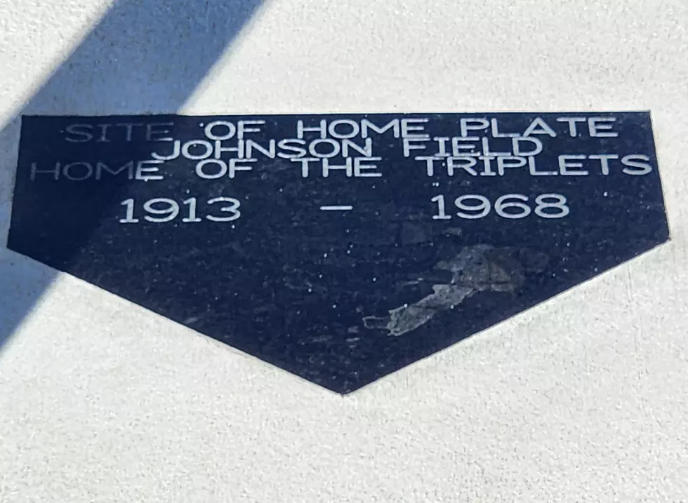 A Johnson Field "home plate" historic marker outside the Johnson City Senior Center. Photo: Bob Joseph/WNBF News