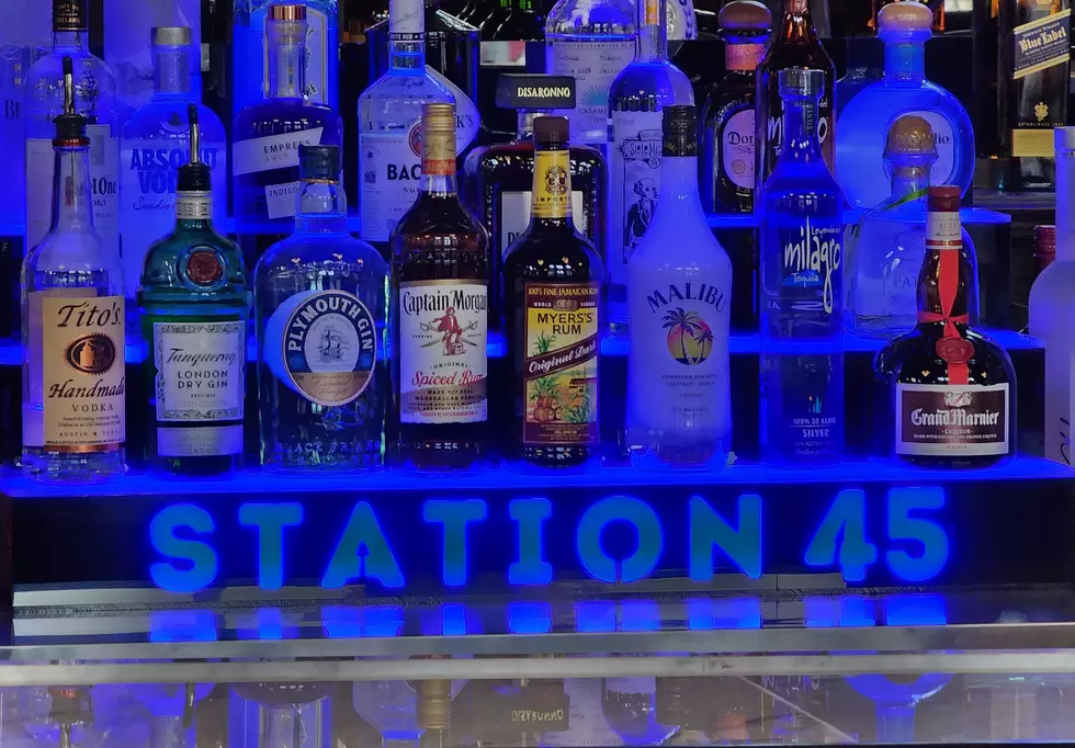 A "Station 45" sign behind the bar of the new Binghamton restaurant. Photo: Bob Joseph/WNBF News