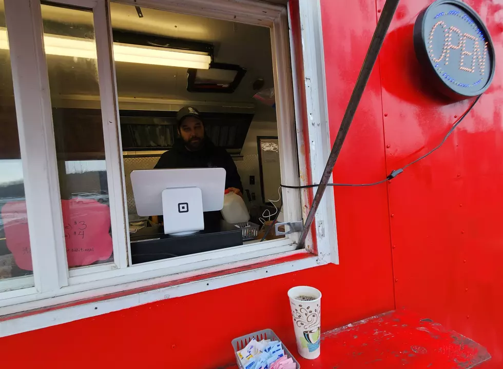 Aaron Fairfield has set up a food truck to sell coffee and other items while the new Apalachin Dunkin shop is under construction. Photo: Bob Joseph/WNBF News