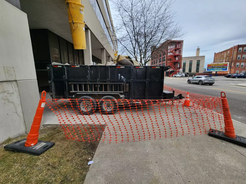 A sidewalk on Henry Street was closed for the Centre Plaza construction project on March 26, 2024. (Photo: Bob Joseph/WNBF News)