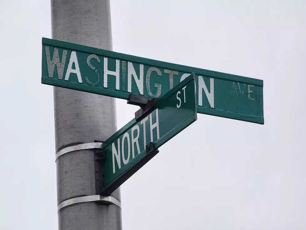 Street signs near the Huron Campus at Washington Avenue and North Street on April 4, 2024. Photo: Bob Joseph/WNBF News