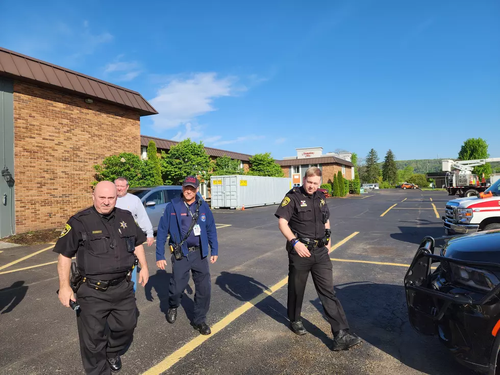 Sheriff's deputies and Owego town officials emerged from the old Owego Treadway conference center on May 14, 2024. (Photo: Bob Joseph/WNBF News)