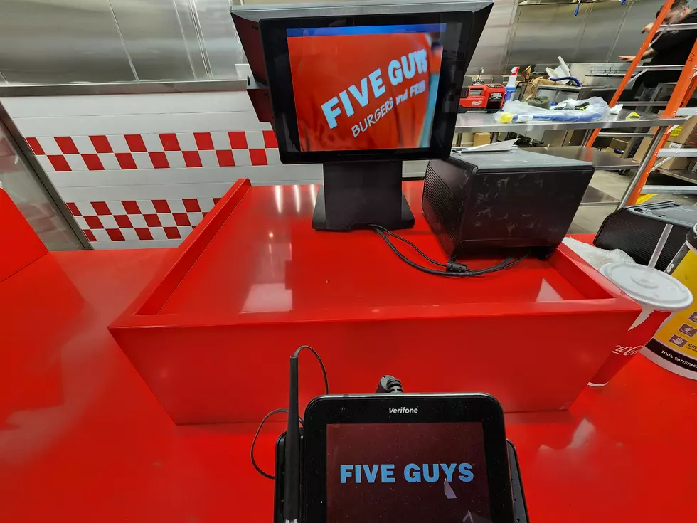 The counter at the soon-to-open Five Guys at the Oakdale Commons on January 15, 2025. Photo: Bob Joseph/WNBF News