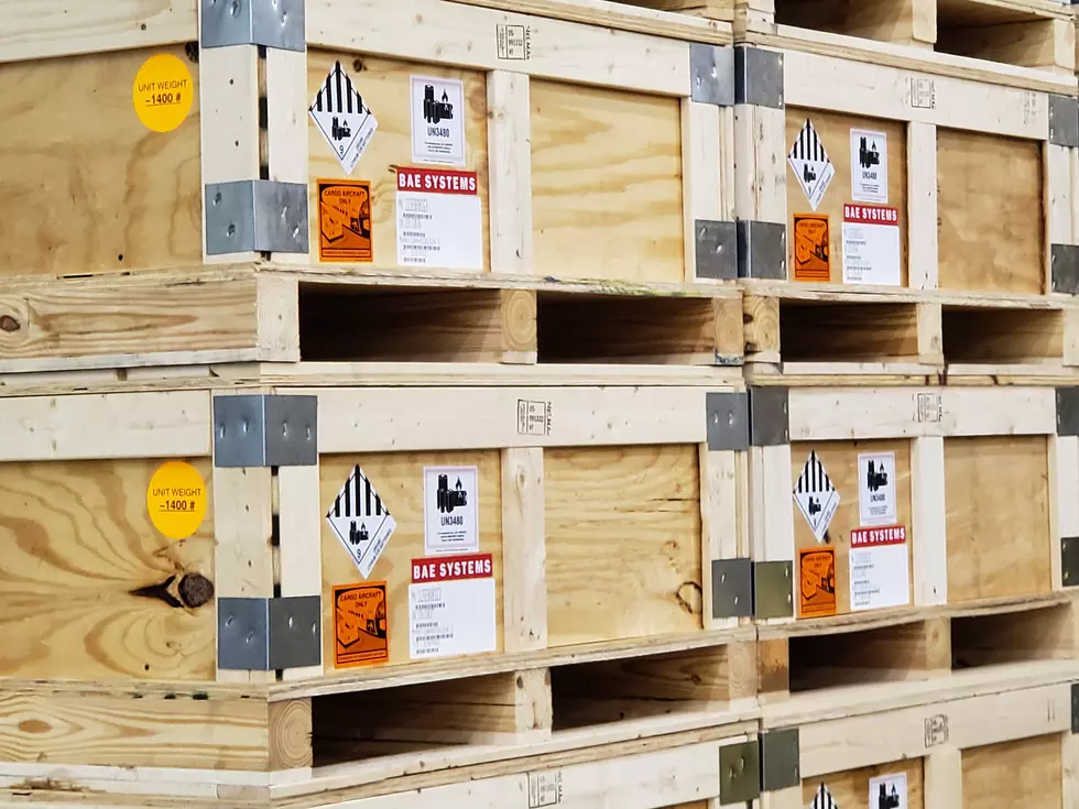 Crates at the BAE Systems facility on the Huron Campus on October 9, 2019. (Photo: Bob Joseph/WNBF News)