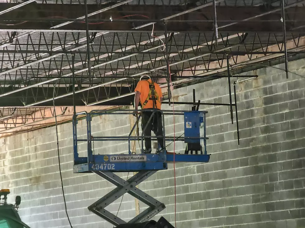 A man working inside the future Fun City Adventure Park space in the Northgate Plaza on June 23, 2025. (Photo: Bob Joseph/WNBF News)