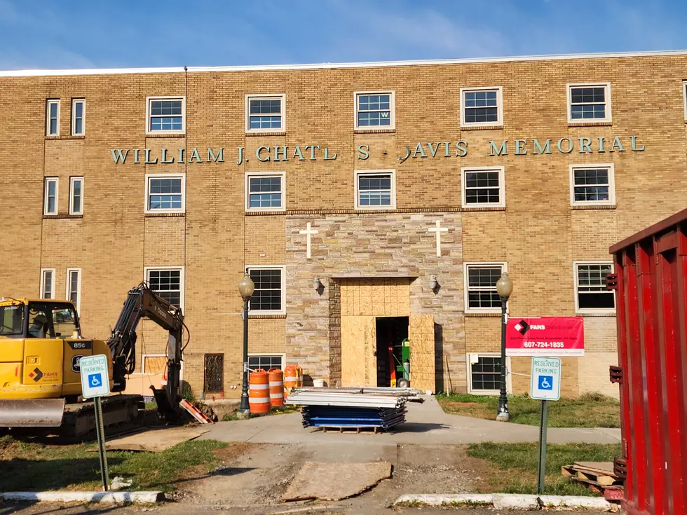 Work was underway at a former Davis College classroom building on August 13, 2025. (Photo: Bob Joseph/WNBF News)