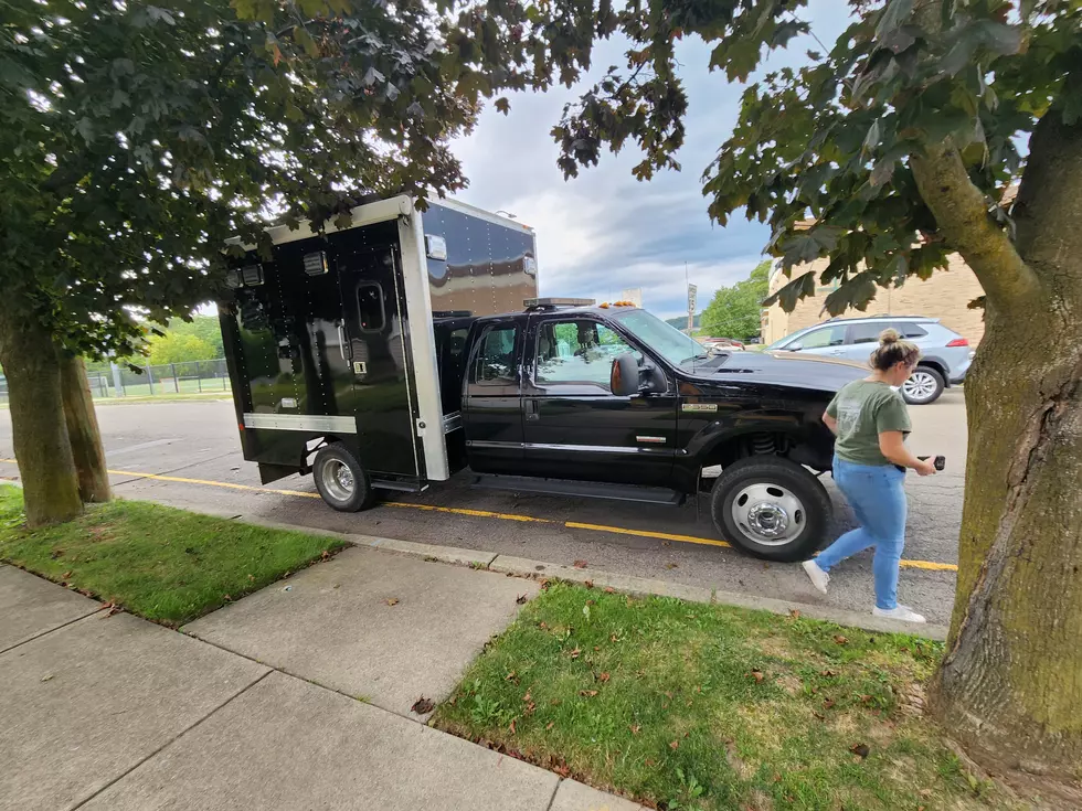 An Endicott police bomb squad vehicle on Seminary Avenue in Binghamton on August 19, 2025. (Photo: Bob Joseph/WNBF News)