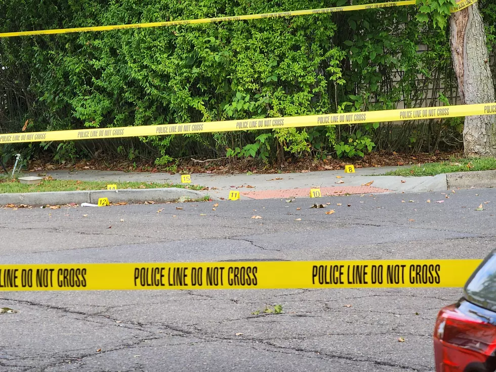 Police placed evidence markers markers at the northwest corner of Hayden and Schubert streets on September 12, 2025. (Photo: Bob Joseph/WNBF News)