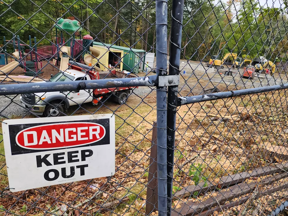 Construction fencing surrounded the future carousel site on September 23, 2025. (Photo: Bob Joseph/WNBF News)