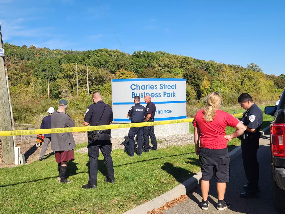 Binghamton police secured the scene around NYSEG's Ansco substation on Charles Street on October 6, 2025. (Photo: Bob Joseph/WNBF News)