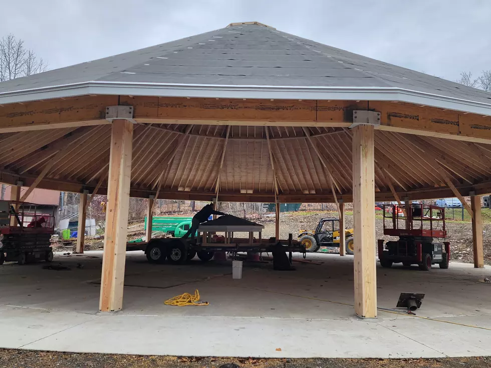 The partially-completed carousel shelter as it appeared on November 25, 2025. (Photo: Bob Joseph/WNBF News)