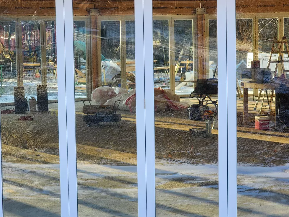 A view looking through the glass windows of the newly-constructed Ross Park carousel enclosure on January 12, 2026. (Photo: Bob Joseph/WNBF News)