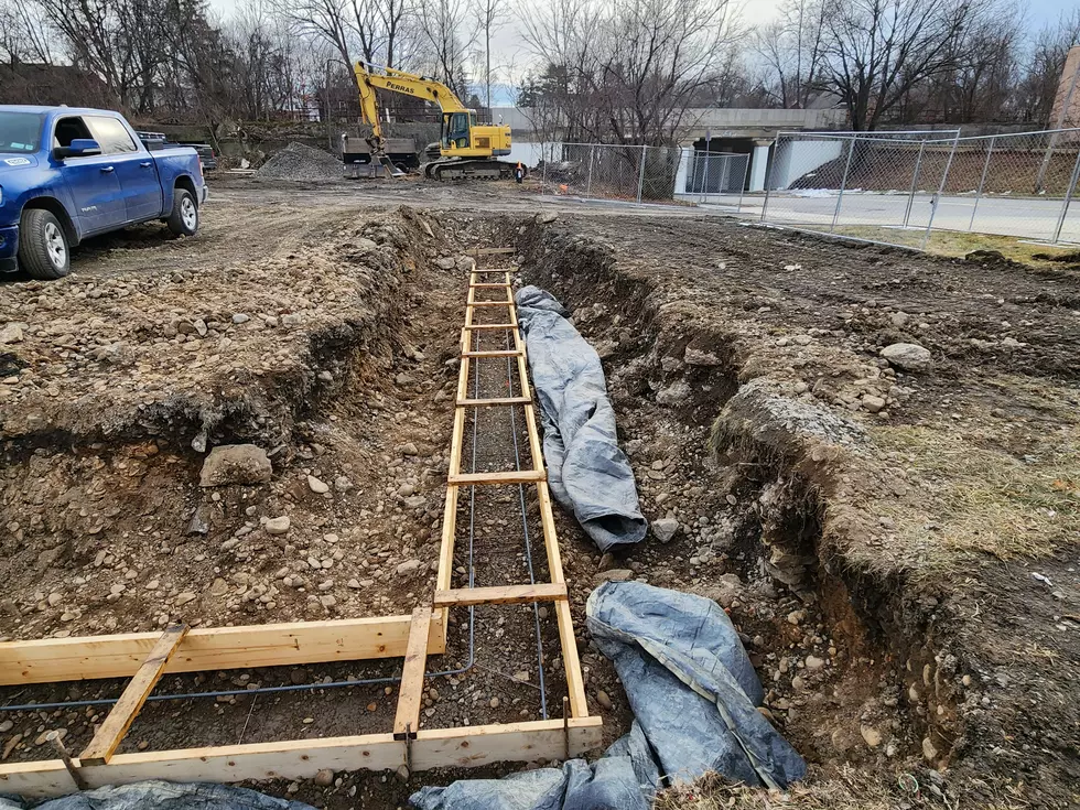 Forms are in place before concrete is poured for the apartment complex being built at Clinton and Murray streets in Binghamton. (Photo: Bob Joseph/WNBF News)