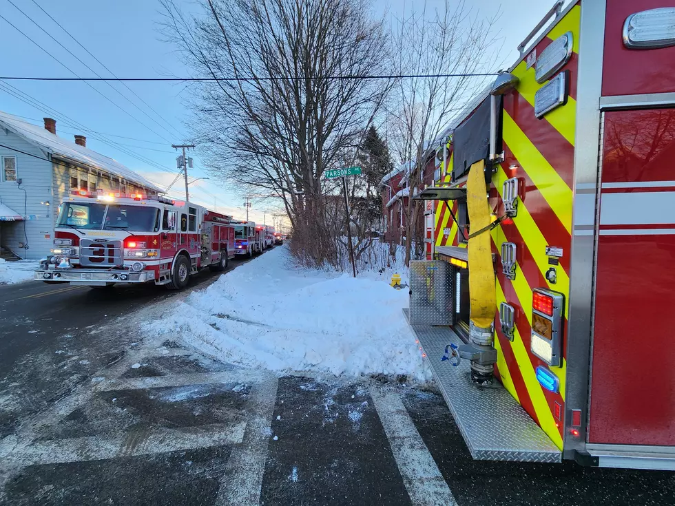 Fire trucks lined North Street and Parsons Avenue on January 28, 2026. (Photo: Bob Joseph/WNBF News)
