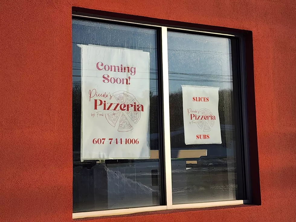Signs on display in a window of the future Piccolo's Pizzeria on the Vestal Parkway on January 29, 2026. (Photo: Bob Joseph/WNBF News)