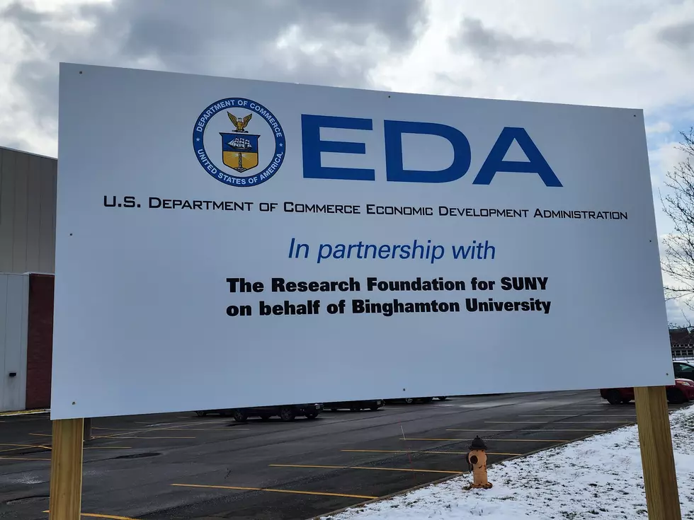 A sign outside the future battery research and development center in Johnson City. (Photo: Bob Joseph/WNBF News)