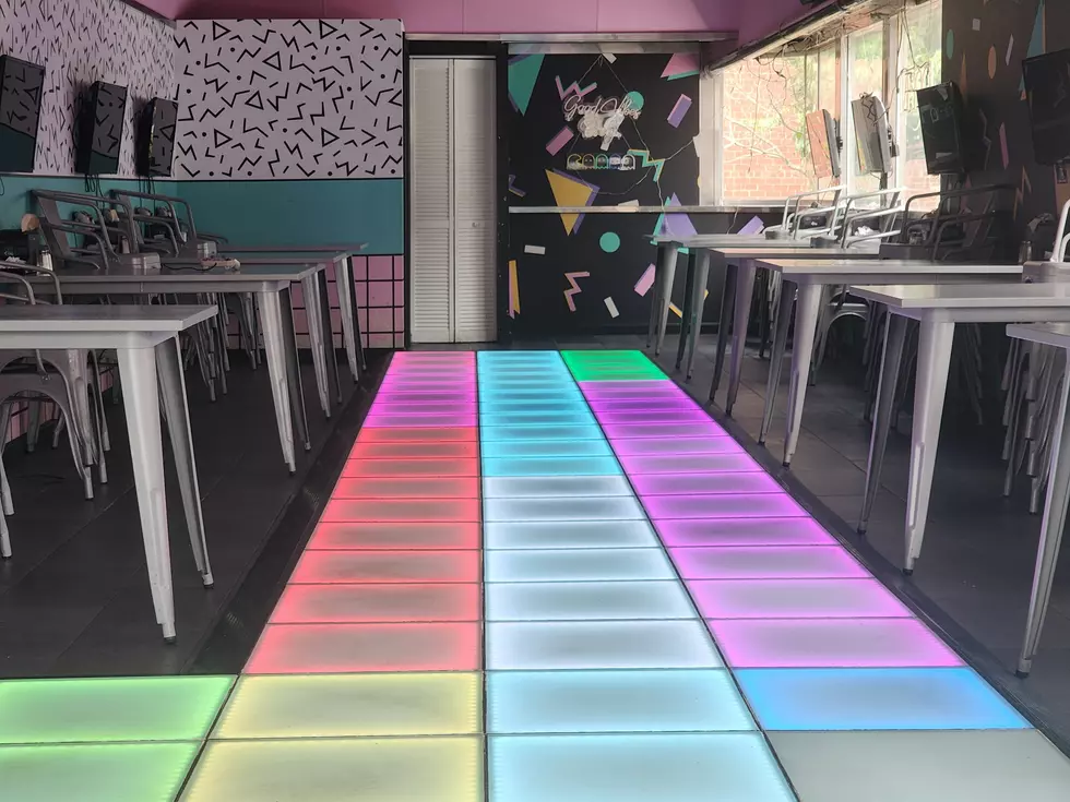 What's been described as a "light-up walk path" was visible inside the closed 8-Bit Bites restaurant on June 12, 2026. (Photo: Bob Joseph/WNBF News)
