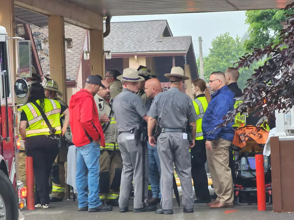 State police and fire officials conferred outside the Knights Inn on East Main Street in Endwell on June 22, 2026.(Photo: Bob Joseph/WNBF News)