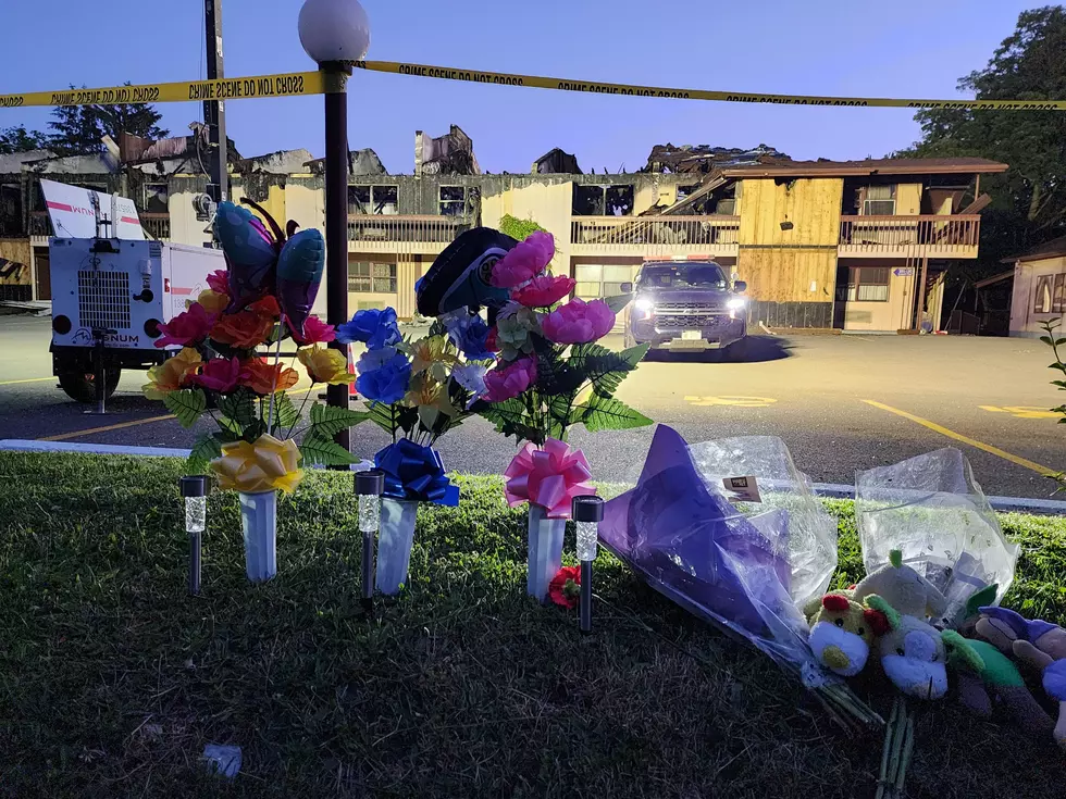 A small memorial in front of the damaged motel complex on June 24, 2026. (Photo: Bob Joseph/WNBF News)