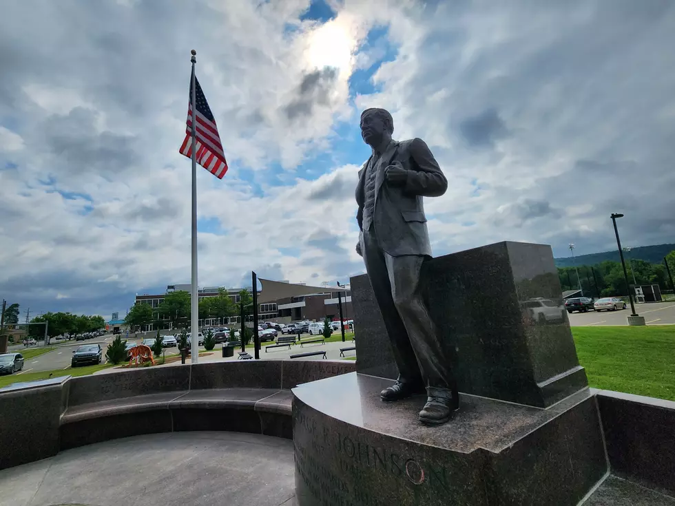 The restored statue next to Union-Endicott High School on June 26, 2026. (Photo: Bob Joseph/WNBF News)