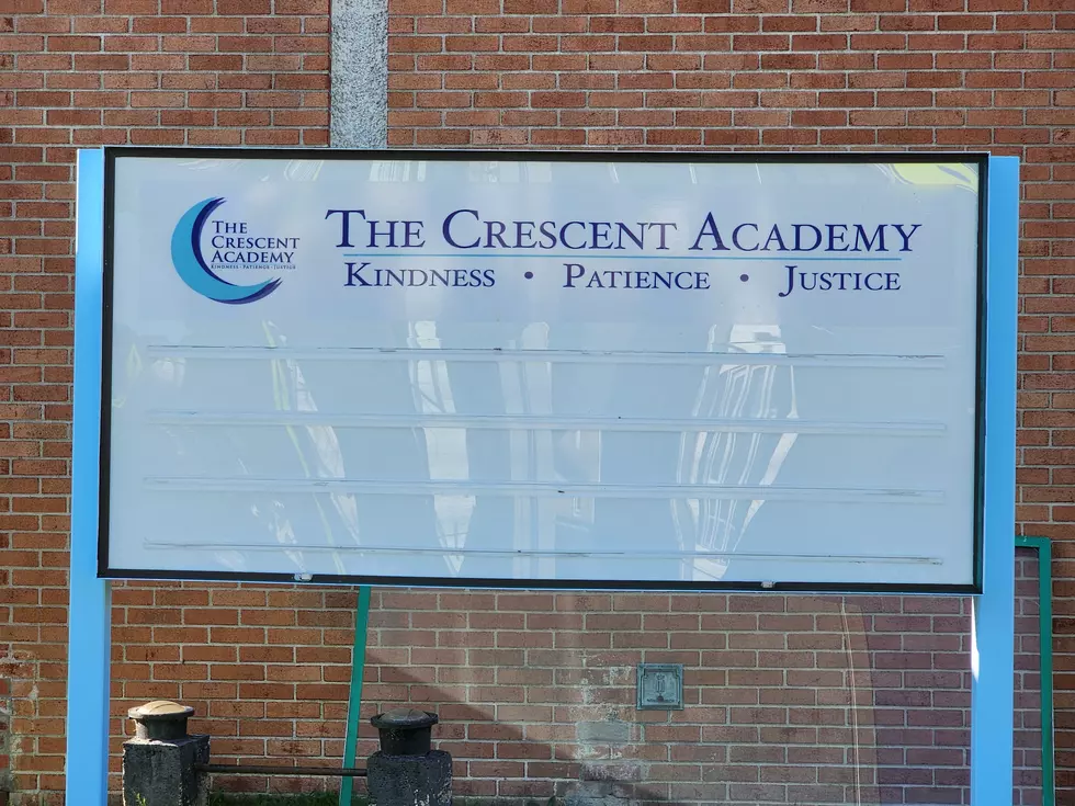 A newly-erected sign at The Crescent Academy in Endicott on June 29, 2026. (Photo: Bob Joseph/WNBF News)